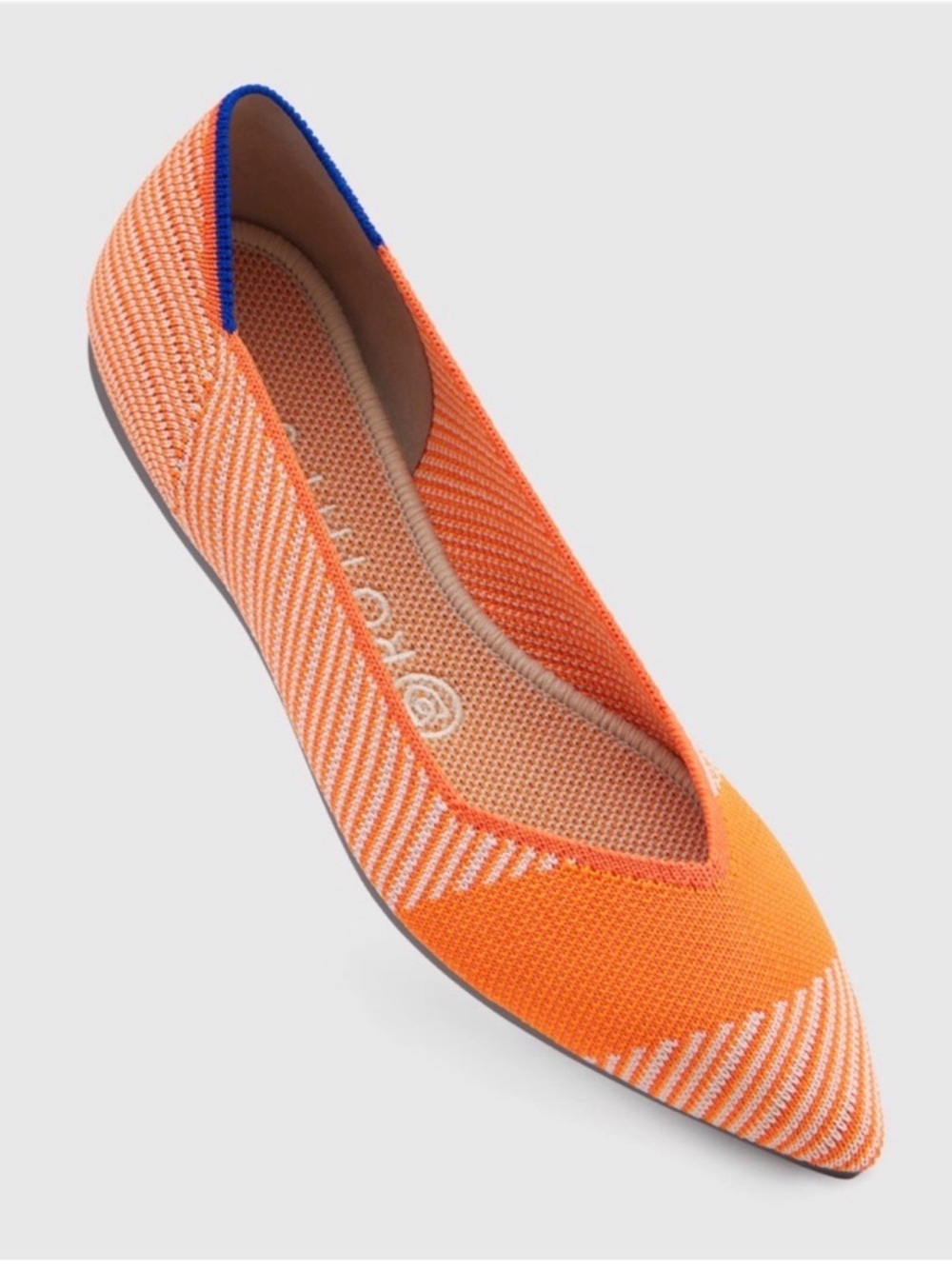 Rothy’s Orange Sherbet White Stripe The Point Ballet Flat Shoe‎ 8